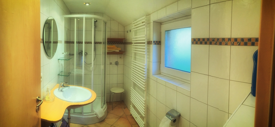 Badezimmer der Ferienwohnung 1 mit Dusche